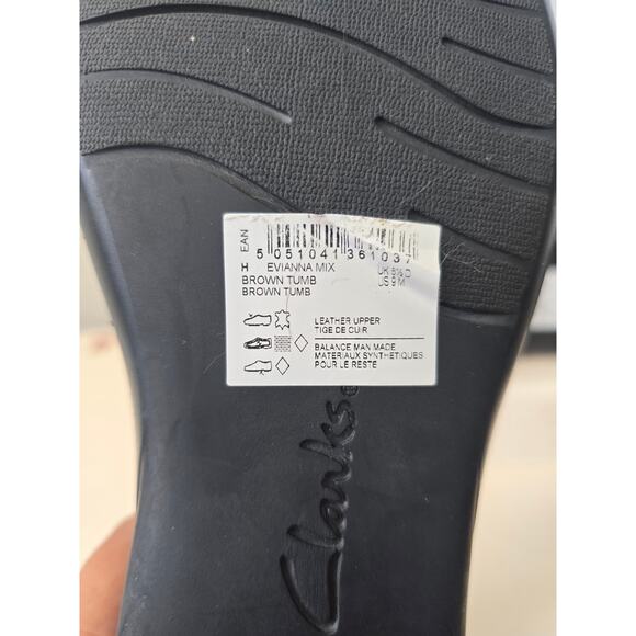 Clarks Collection Evianna Mix Leather Slip-On Comfort Shoes Brown Like New 9M - Picture 7 of 8